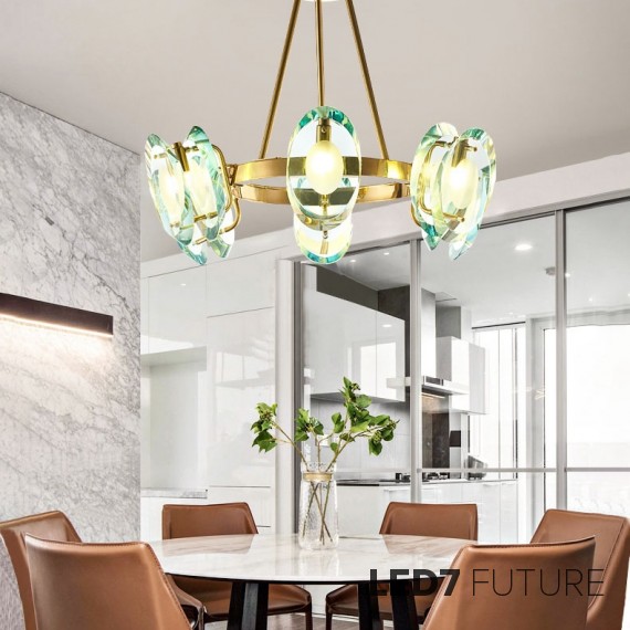 Loft Industry Modern - Green Ovals Chandelier